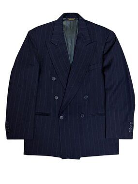 NINO CERRUTI Blazer Rue Royale VINTAGE Luxury Pinstripe Blue WOOL Jacket Men 40R